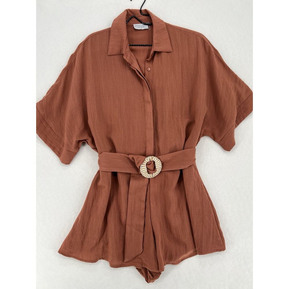 Dress Forum LA Women's Small Rust Belted Romper Short Sleeve Utility Boho